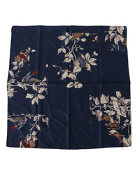 Thumbnail for Dolce & Gabbana Men's Blue Floral Silk Square Handkerchief Scarf - One Size