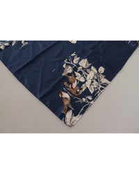 Thumbnail for Dolce & Gabbana Men's Blue Floral Silk Square Handkerchief Scarf - One Size