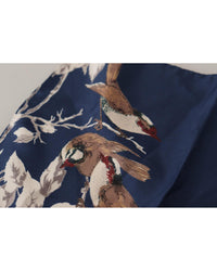 Thumbnail for Dolce & Gabbana Men's Blue Floral Silk Square Handkerchief Scarf - One Size