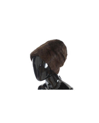 Thumbnail for Gorgeous Dolce & Gabbana Brown Weasel Fur Beanie with Gray Cashmere Lining 57 cm Women