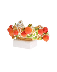 Thumbnail for Dolce & Gabbana Gold Brass Multicolor Crystal Sicily Orange Crown One Size Women