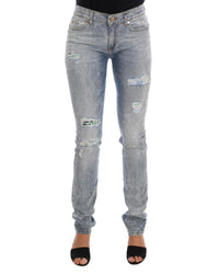 Thumbnail for Blue Washed Torn Slim Fit Jeans W26 US Women