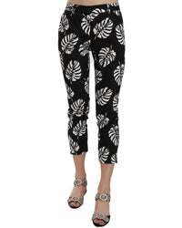 Thumbnail for Gorgeous Dolce & Gabbana Black Palm Leaf Print Skinny Capri Pants 38 IT Women