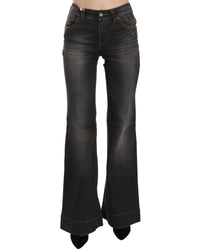 Thumbnail for Mid Waist Flared Denim Casual Pants with Logo Details W26 US Women