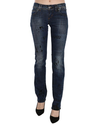 Thumbnail for Blue Gazette Newspaper Print Low Waist Skinny Denim Jeans W24 US Women