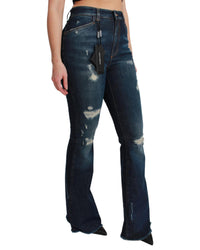 Thumbnail for High Waist Flare Denim Jeans with Queen Patch Embroidery 38 IT Women