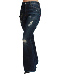 Thumbnail for High Waist Flare Denim Jeans with Queen Patch Embroidery 38 IT Women