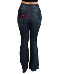 Thumbnail for High Waist Flare Denim Jeans with Queen Patch Embroidery 38 IT Women