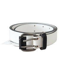 Thumbnail for White Leather Fashion Belt with Metal-tone Hardware 90 cm Women