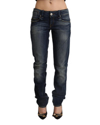 Thumbnail for Low Waist Skinny Denim Jeans with Logo Details and Zipper Closure W26 US Women