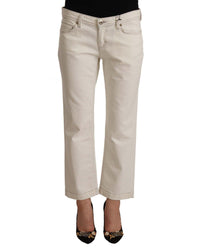 Thumbnail for Cropped Mid Waist Denim Jeans with Zipper Closure and Logo Details W29 US Women
