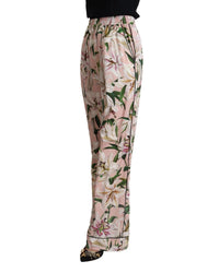 Thumbnail for Brand New Dolce & Gabbana Wide Leg Pants with Lilies Print 42 IT Women