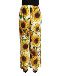 Thumbnail for Mid-Waisted Wide Leg Pants with Sunflower Print 42 IT Women