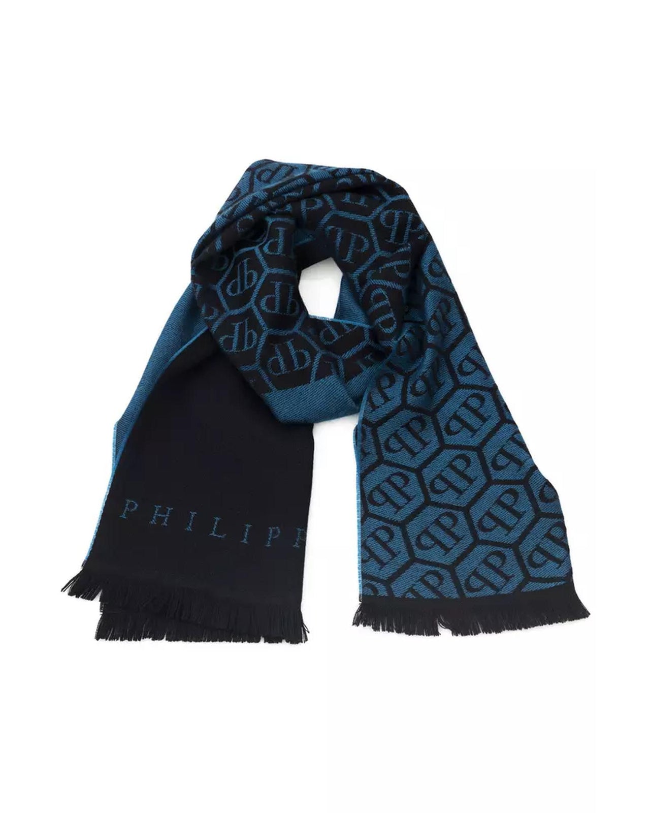 Monogram Fringed Hems Scarf One Size Men