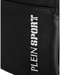 Thumbnail for Faux Leather Shoulder Bag with Contrasting Brand Logo and Zipper Closure One Size Men