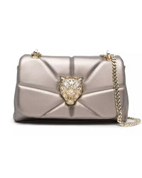 Thumbnail for Plein Sport Shoulder Bag with Gold Hardware and Tiger Bezel One Size Women