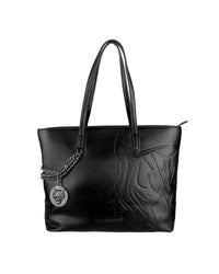 Thumbnail for Black Eco-Leather Plein Sport Shopping Bag with Chain Detail One Size Women