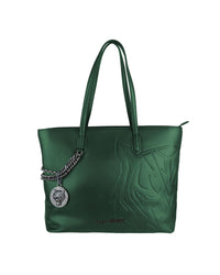 Thumbnail for Dark Green Eco-Leather Shopping Bag with Removable Shoulder Strap One Size Women