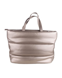 Thumbnail for Padded Eco-Leather Shopping Bag with Zip Closure and Internal Pockets One Size Women