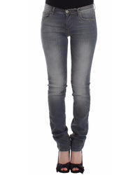 Thumbnail for Authentic Ermanno Scervino Gray Skinny Jeans with Logo Details W26 US Women