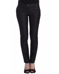 Thumbnail for Authentic Ermanno Scervino Black Skinny Jeans with Logo Details W26 US Women