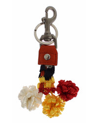 Thumbnail for Dolce & Gabbana Women's Red White Raffia Leather Clasp Finder Keyring Keychain - One Size