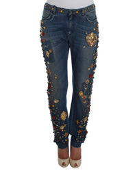Thumbnail for Enchanted Sicily Crystal Heart Roses Boyfriend Fit Jeans 38 IT Women
