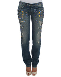 Thumbnail for Enchanted Sicily Crystal Studded Slim Fit Jeans 36 IT Women