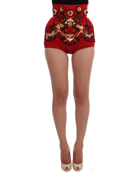 Thumbnail for Embroidered Crystal High Waist Mini Shorts 40 IT Women