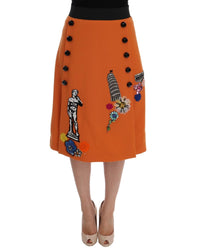 Thumbnail for Gorgeous Dolce & Gabbana Below Knee Skirt with Strass Pisa Tower and Apollo Statue Applique 36 IT Women