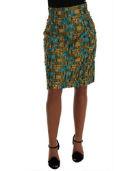 Thumbnail for Dolce & Gabbana Green Jacquard High Waist Pencil Skirt 44 IT Women