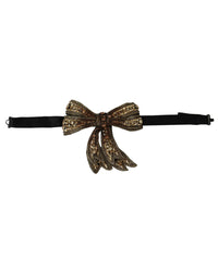 Thumbnail for Dolce & Gabbana Gold-Tone Silk Rhinestone Bow Tie One Size Women