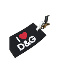 Thumbnail for Dolce & Gabbana Women's Black Silicone DG Logo Gold Brass Keychain - One Size