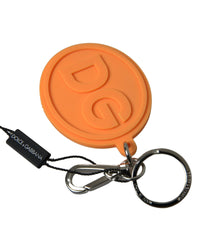 Thumbnail for Dolce & Gabbana Women's Orange Rubber DG Logo Gold Brass Metal Keychain - One Size