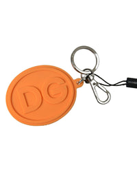 Thumbnail for Dolce & Gabbana Women's Orange Rubber DG Logo Gold Brass Metal Keychain - One Size