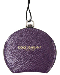 Thumbnail for Dolce & Gabbana Women's Purple Calfskin Leather Round Hand Mirror Holder - One Size