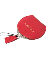Thumbnail for Dolce & Gabbana Women's Red Calfskin Leather Hand Mirror Holder - One Size