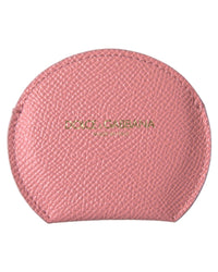 Thumbnail for Dolce & Gabbana Women's Pink Calfskin Leather Round Mirror Holder - One Size