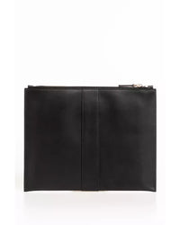 Thumbnail for Black Calfskin Pocket Clutch Bag with Logo Detailing One Size Men