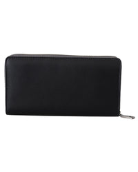 Thumbnail for Textured Zip-Around Wallet with Logo Plaque and Internal Compartments One Size Men