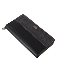 Thumbnail for Textured Zip-Around Wallet with Logo Plaque and Internal Compartments One Size Men