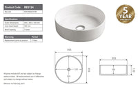 Thumbnail for 2021 Matte Pink outside Round 360 mm Dia top counter basin porcelain sink