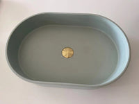Thumbnail for Ultra Modern Concrete Cement Wash Basin Counter Top Matte Mint Green Oval Basin