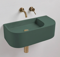 Thumbnail for New Concrete Cement Wash Basin Counter Top Matte Lake Green Wall Hung Basin
