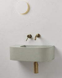 Thumbnail for New Concrete Cement Wash Basin Counter Top Matte Mint Green Wall Hung Basin