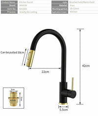Thumbnail for 2023 Brushed Gold Spout Matte Black pull out with spray function kitchen mixer tap faucet