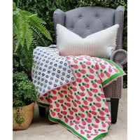 Thumbnail for GOTS Certified Organic Cotton Reversible Baby Quilt (100x120cm) - Pink Pineapple