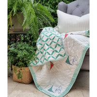 Thumbnail for GOTS Certified Organic Cotton Reversible Baby Quilt (100x120cm) - Pretty Kites (Green)