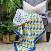 Thumbnail for GOTS Certified Organic Cotton Reversible Baby Quilt (100x120cm) - Yellow Cars