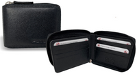 Thumbnail for Futura Leather Zip Around Mens Genuine Leather Wallet w/ RFID Protection - Black